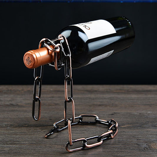 CdyBox Magic Iron Wine Bottle Holder Stand Rack Bar Gift (Iron Chain)