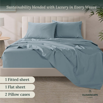 100% Egyptian Cotton Sheets King Size - 4 Pieces King Size Sheets Set | 1000 Thread Count Egyptian Cotton Sheets | Hotel Luxury Sheets King Size, Upto 17" Deep Pocket King Sheet Set, French Blue Sheet